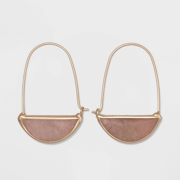 Universal Thread Jewelry - semi-precious sunstone wire hoop earrings